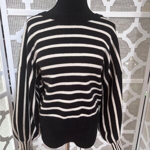 Black and White Striped Women's Sweater